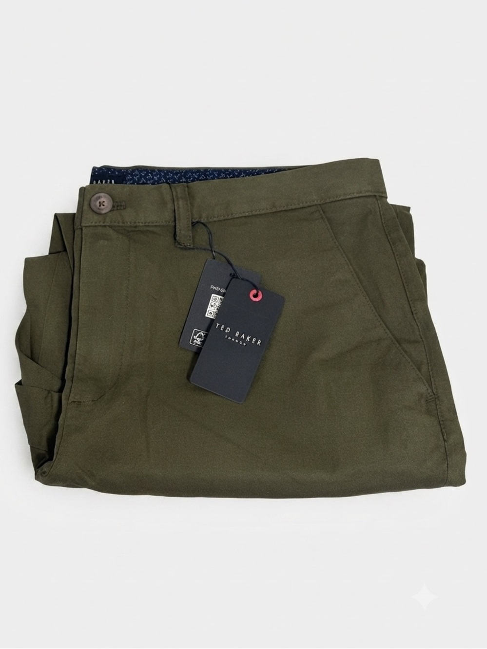 NWT Ted Baker Regular Fit Textured Chino Trouser - Olive Khaki Size 36R